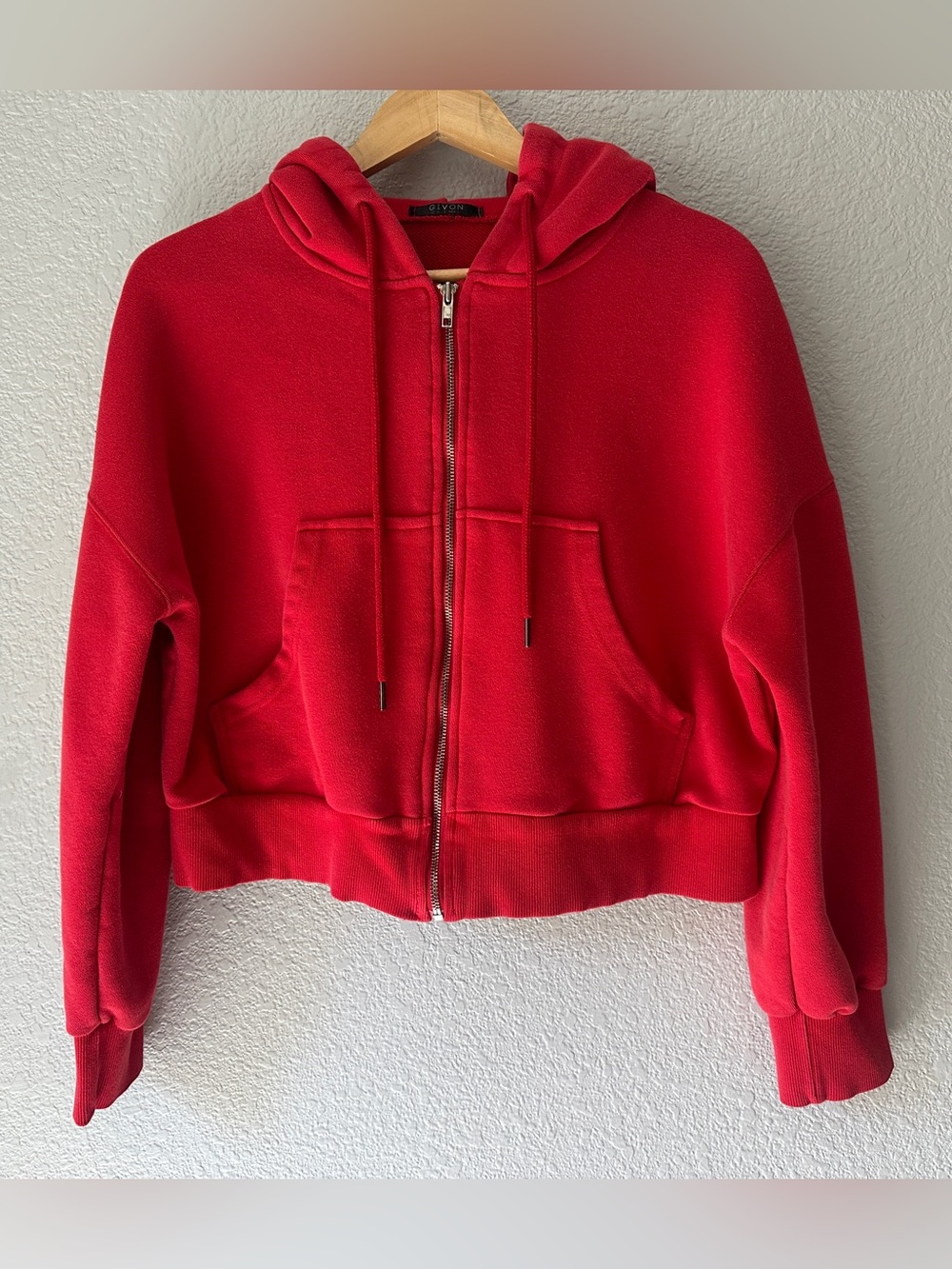 Amazon - Faded Red Cropped Zip Up Hoodie - Size Medium